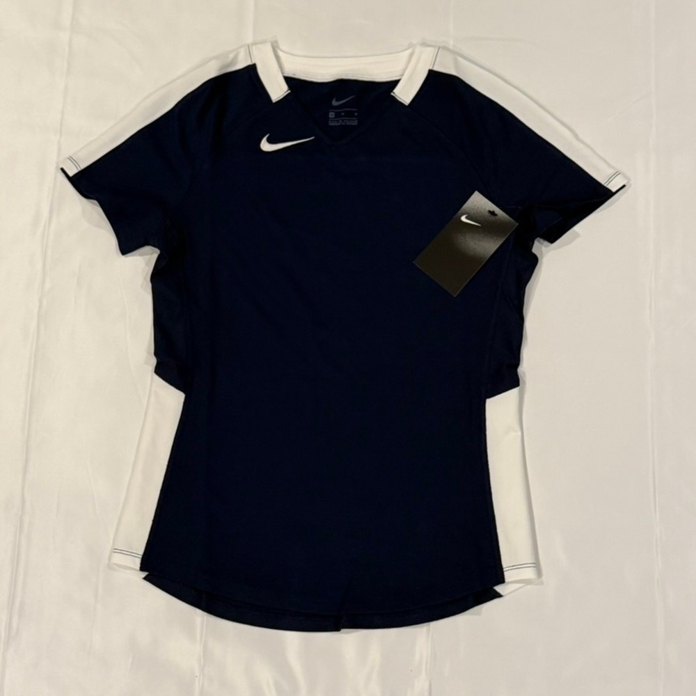 Nike‎ Volleyball Jersey Girls Medium Navy Blue White Short Sleeve CQ8710-420